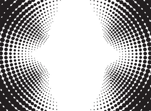 Comic book style halftone dotted background with radial pattern for pop art design effect.