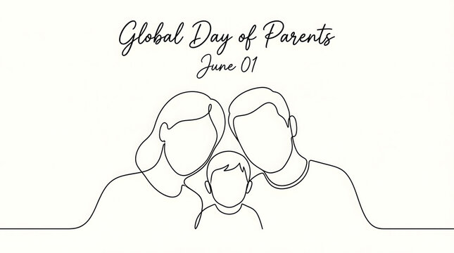 Global day of parents, family line art