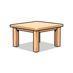 Fototapeta premium Simple wooden square table isolated on white background