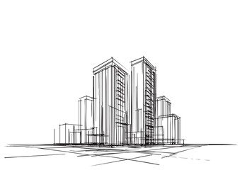 Obraz premium Abstract High rise building sketch. Architecture