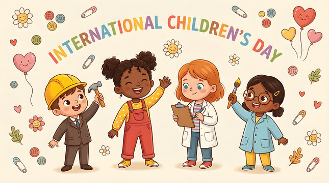 International Children's Day cartoon kids