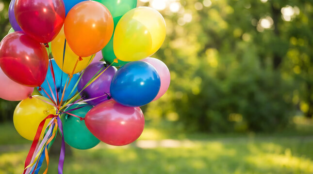 colorful balloons tied together outdoors