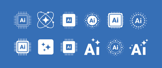 AI artificial intelligence and sparkle magic icon set for technology and app UI, AI artificial intelligence symbol © stock9999