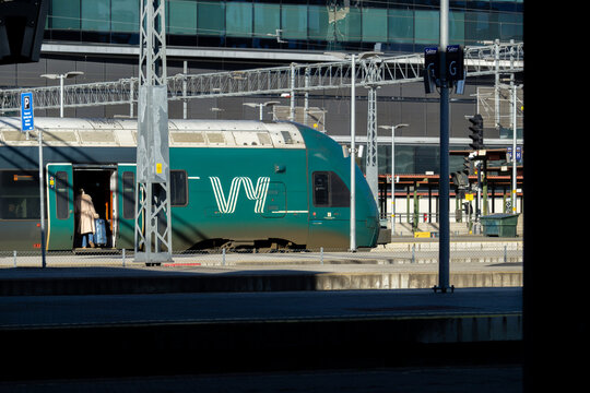 Oslo, Norway - April 26, 2026: Vy Stadler FLIRT Train Oslo Central Station Public Transport Transit