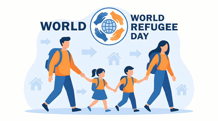Fototapeta premium World Refugee Day family walking together