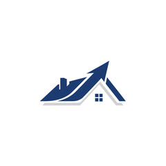 Fototapeta premium Roof with rising arrow logo symbol.