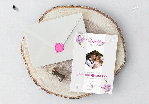 Luxury Floral Wedding Invitation Card Template