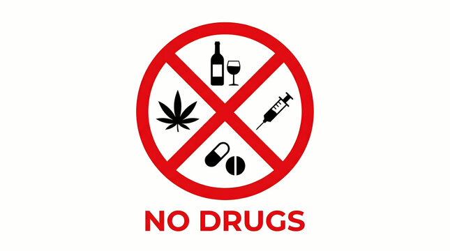 no drugs sign, prohibition symbol, anti drug icon