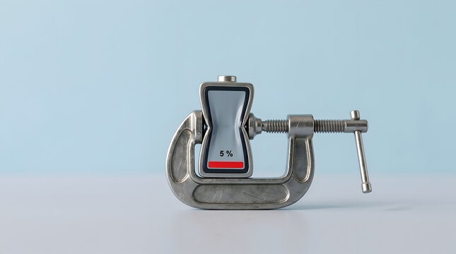 Battery Symbol Being Squeezed by Metal G-Clamp Tool