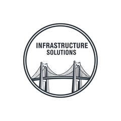 Fototapeta premium Infrastructure solutions logo with bridge.