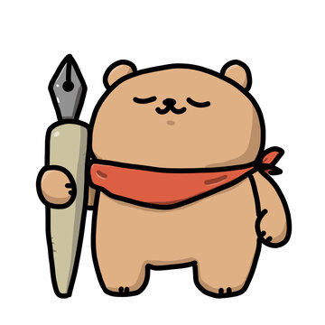 Cute Bear character Holding Pen
