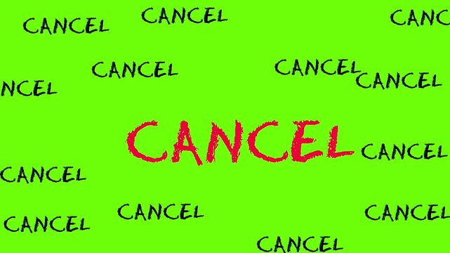 Cancel Word Repeated on Green Background.