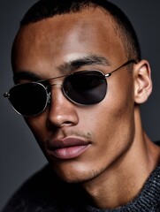 Obraz premium Stylish man sporting sunglasses with a confident gaze