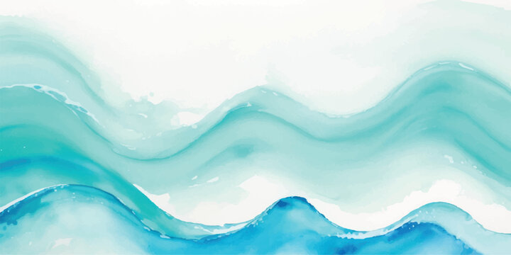 Abstract turquoise and blue watercolor waves background with layered fluid ripples and minimalist design watercolor background turquoise abstract artistic serenity gradient movement creative