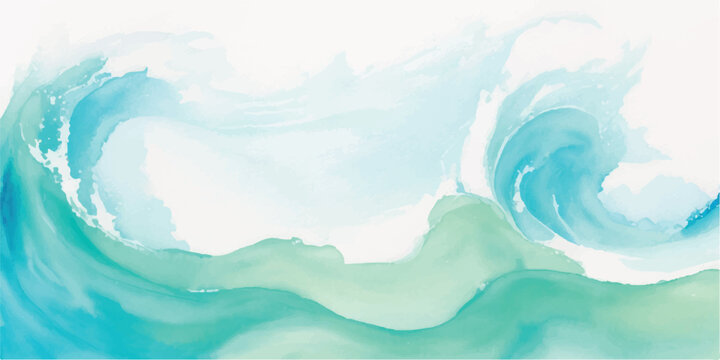 Light green and teal abstract watercolor waves for minimalist background design with watercolor abstract background artistic minimalist illustration movement creative decorative