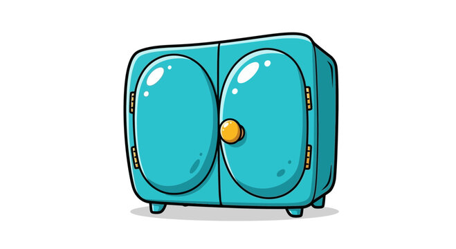 Cartoon Blue Cabinet with Yellow Knob