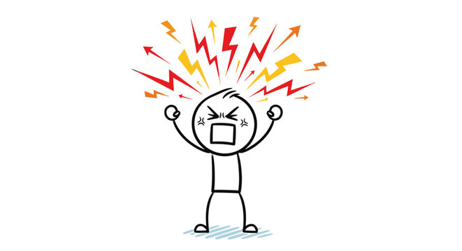 A cartoon character experiencing extreme frustration.