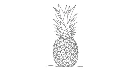 Obraz premium Single pineapple detailed line art illustration white background hand drawn pineapple