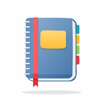 Blue Spiral Notebook with Red Bookmark and Color Tabs