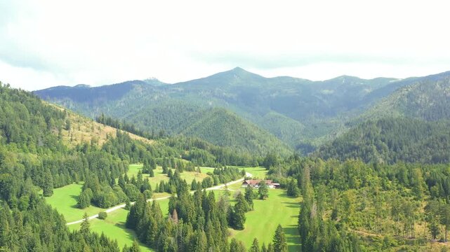 Cinematic drone flight over the Tatra Mountains with sweeping views of rugged ridges, valleys, and untouched alpine nature Poland Slovakia