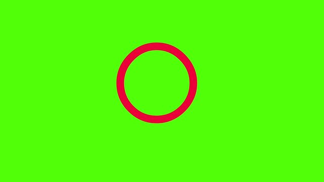Red Circle on Green Screen Background Animation.