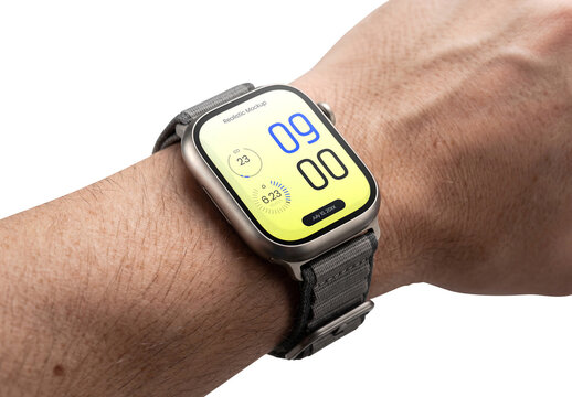 Wearable Smartwatch Mockup on Hand