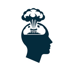 Explosion Inside Head Silhouette - Mental Breakdown Concept © Atok