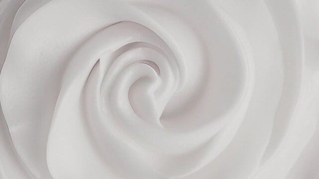 Close-up sweet cream or cake icing swirling in slow motion