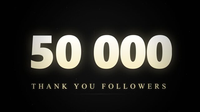 50,000 Followers Milestone Celebration - Elegant Gold Champagne 50k Achievement Animation, Cinematic Social Media Subscriber Counter, Luxurious Thank You Screen with Floating Gold Dust