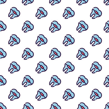 Seamless pattern of stylized teeth icons on a transparent background for dental themes