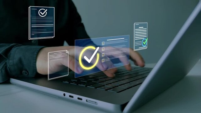 Professional checklist approval and quality compliance showing audit process,workflow management,documentation,standards,business control for efficient enterprise operations digital system platform.	
