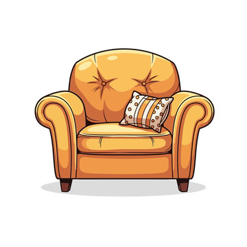 Cozy Yellow Armchair with Decorative Pillow