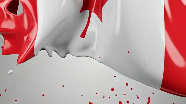 Canada flag paint splash on white background