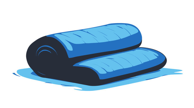 A stylized illustration features two stacked blue objects with rounded edges, resting on a blue base
