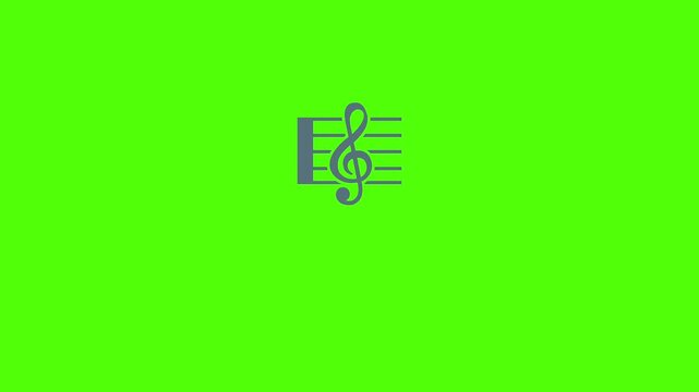 Music Note Icon on Green Screen Background.
