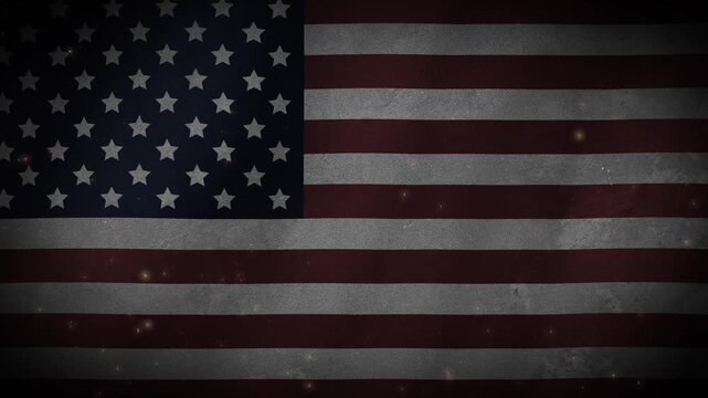 Animation of a waving American flag using particles. Memorial Day concept. 4K video