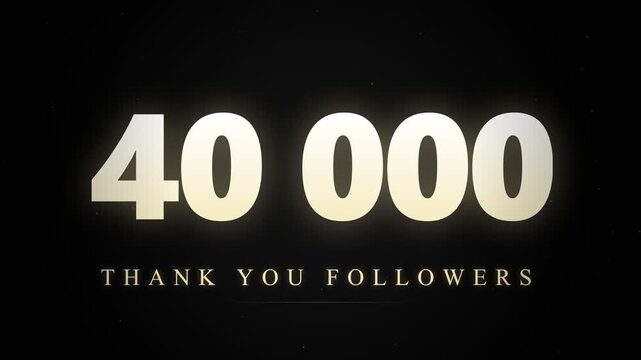 Golden 40,000 Subscribers Celebration Motion Graphic - Luxurious Achievement Counter for Social Media, Champagne Gold 40k Followers Milestone Outro, Cinematic Community Growth Anniversary Animation