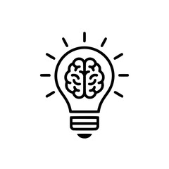 Fototapeta premium Brain inside light bulb icon representing creative idea and innovation