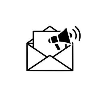 Email marketing icon with envelope and megaphone illustration.