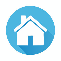 Fototapeta premium Simple House Icon on Blue Circle Background