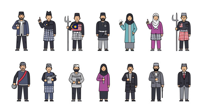 Diverse Group of Cartoon Characters Wearing Masks.