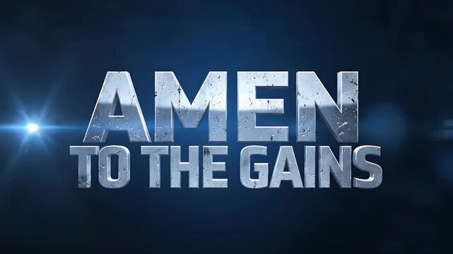 A striking image displays the word 'AMEN' in a metallic, textured font against a dramatic blue and grey background, suggesting a spiritual or religious theme.
