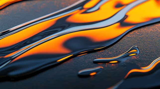 hardening. Macro detail of glowing molten metal solidifying on a textured dark metallic surface. safety posters, maintenance manuals, designed for precision metalworking and fabrication facilities.