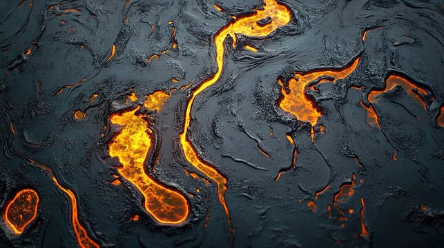 hardening. Macro detail of glowing molten metal solidifying on a textured dark metallic surface. safety posters, maintenance manuals, designed for precision metalworking and fabrication facilities.