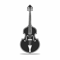 Obraz premium Black silhouette of a double bass on a white background