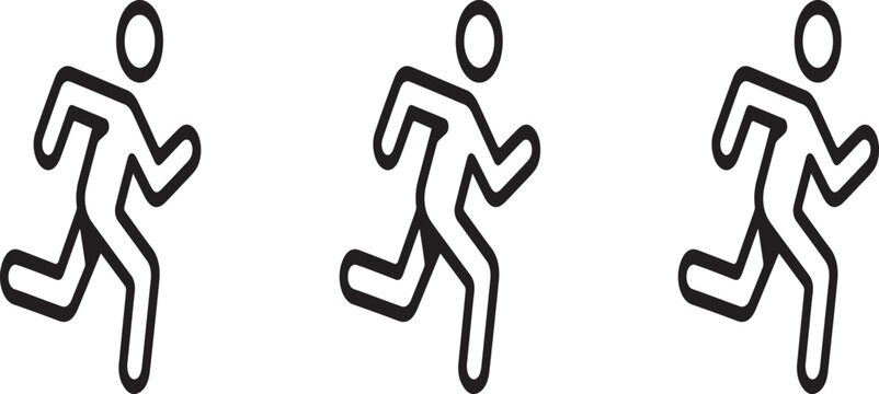 Run Icon Trio: A minimalist illustration features three running figures, capturing the essence of movement, action, and energy in a straightforward manner.