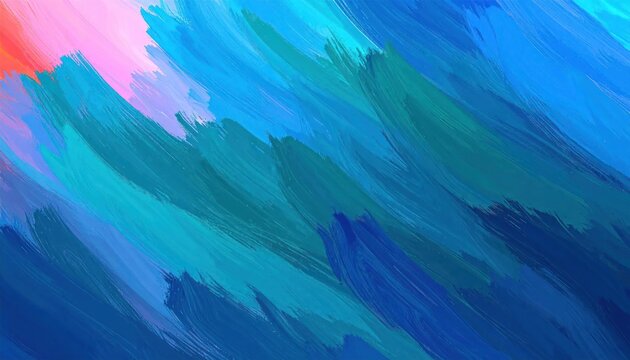 Abstract brush stroke background with vibrant blue teal and pink paint textures