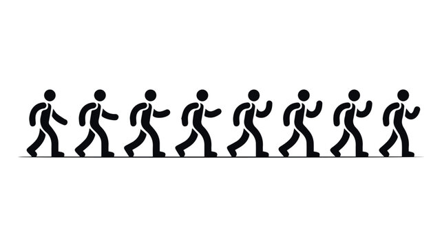 Progression in Action: A sequential illustration of a person in motion, capturing the stages of walking against a neutral backdrop. Each figure embodies the essence of forward movement.