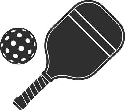 Pickleball paddle and wiffle ball icon vector illustration