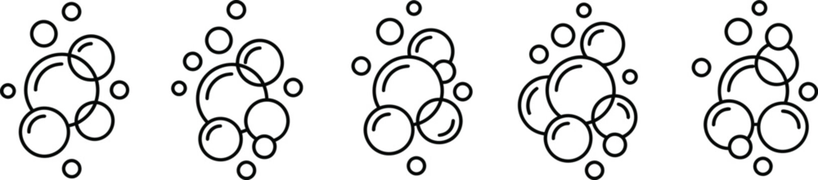 Set of black soap bubbles on white background isolated on white background, Vector